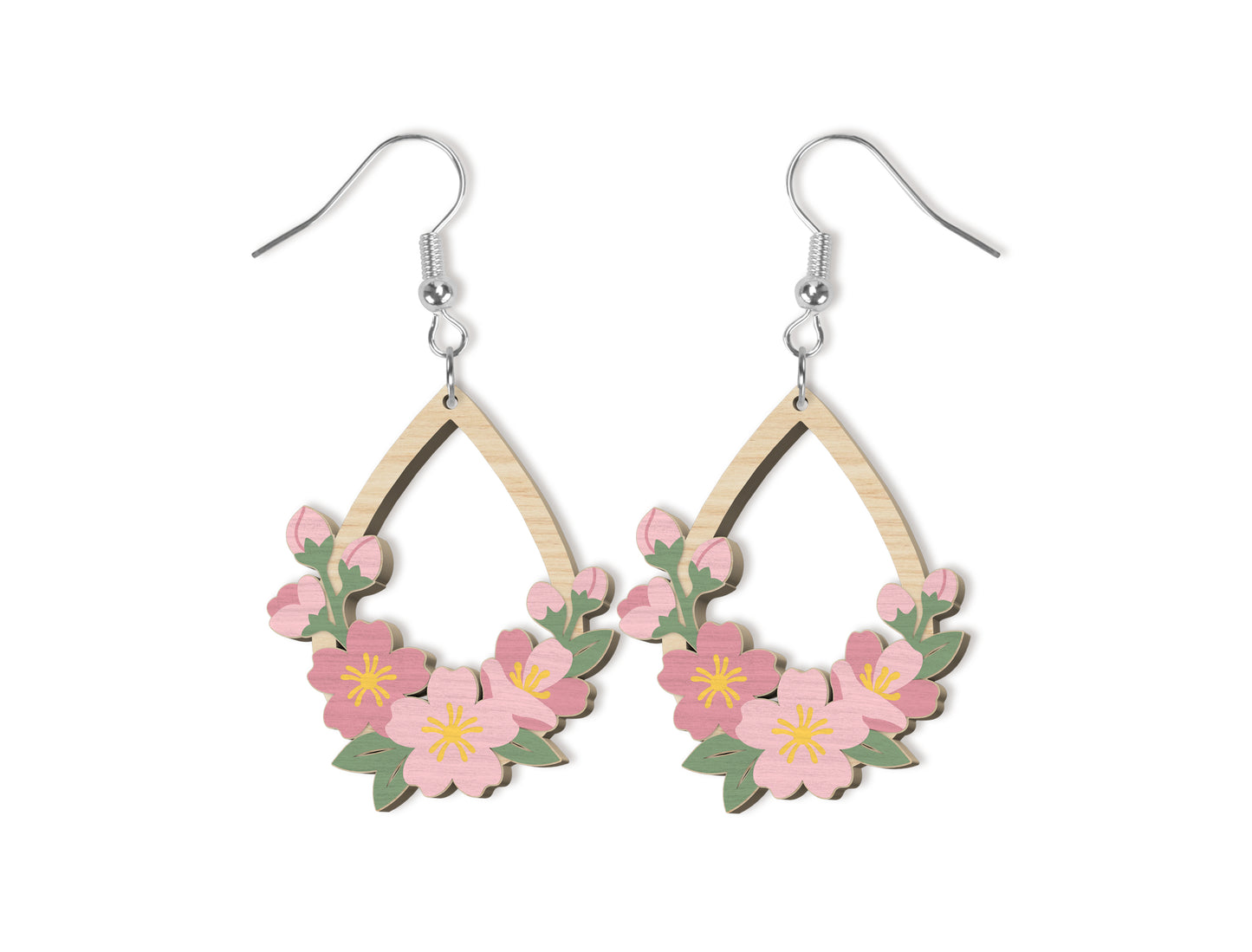 Floral Teardrop Earring SVG Bundle Spring Flower Jewelry Laser Cut File for xTool and Glowforge