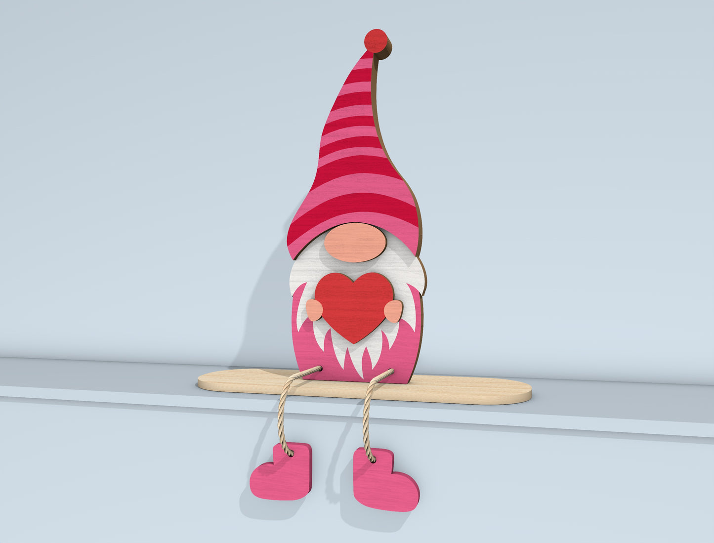 Valentine Gnome Shelf Sitter Laser Cut File | Love Gnome Bundle | Cute Wooden Decor | Glowforge, xTool, LightBurn, etc.