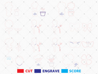 Mother's Day Handprint Craft Bundle SVG Kids Sign Laser Cut File for LightBurn and xTool