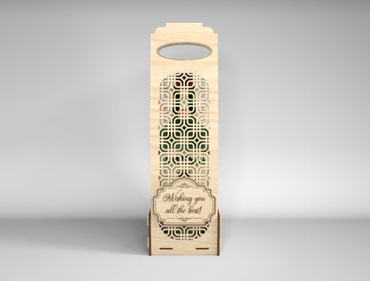 Wooden Wine Bottle Gift Box Bundle SVG Laser Cut File for xTool and Glowforge