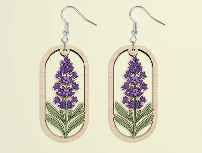 Oval Wooden Floral Dangle Earrings SVG Bundle for xTool and Glowforge