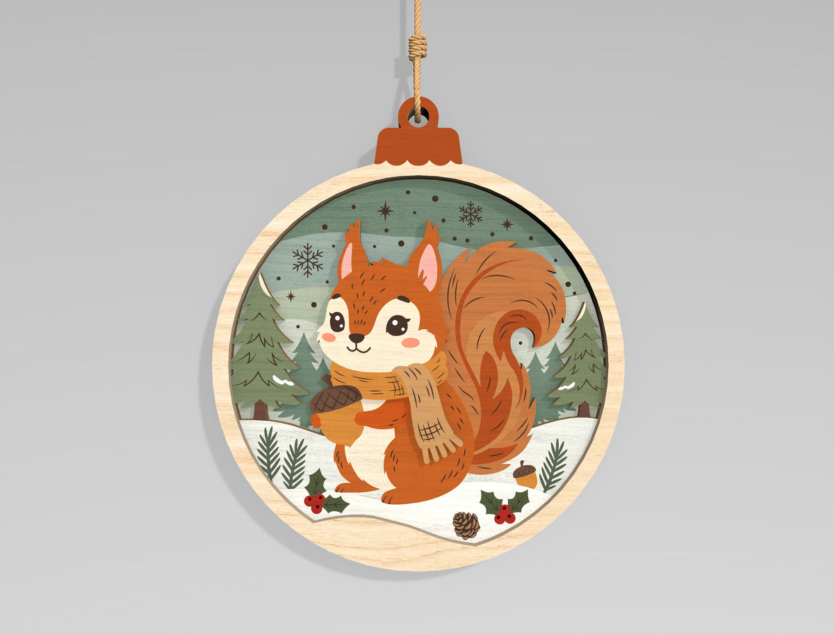 Christmas Woodland Animal Ornament SVG Bundle Laser Cut Files
