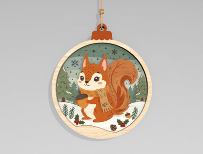 Christmas Woodland Animal Ornament SVG Bundle Laser Cut Files