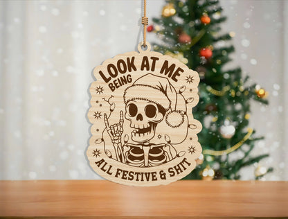 Funny Skeleton Christmas Ornament SVG Bundle Laser Cut Desig 17