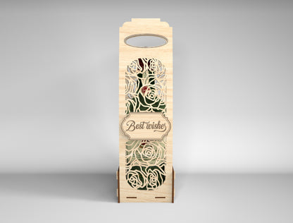 Wooden Wine Bottle Gift Box Bundle SVG Laser Cut File for xTool and Glowforge