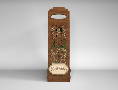 Wooden Wine Bottle Gift Box Bundle SVG Laser Cut File for xTool and Glowforge