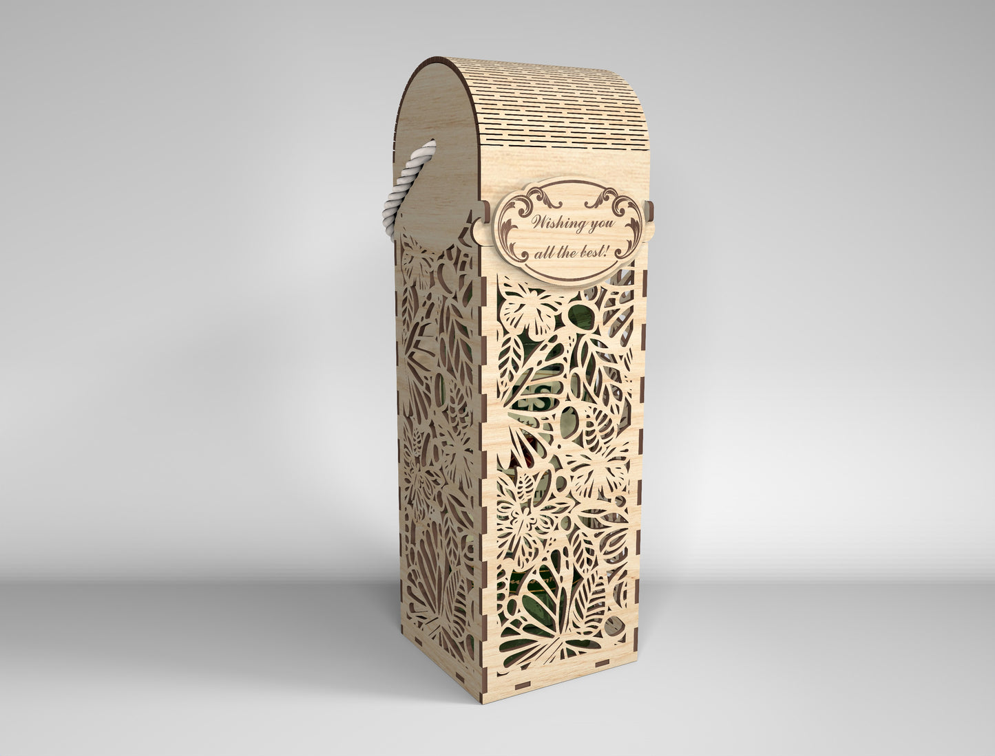 Wine Bottle Gift Box Bundle SVG Laser Cut File for Glowforge and xTool