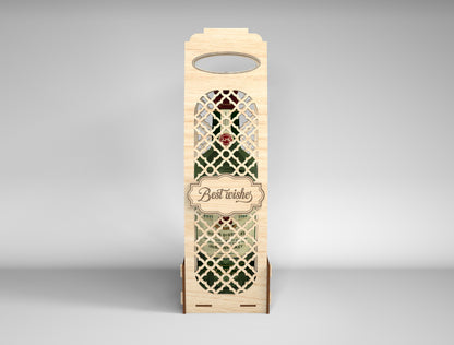 Wooden Wine Bottle Gift Box Bundle SVG Laser Cut File for xTool and Glowforge