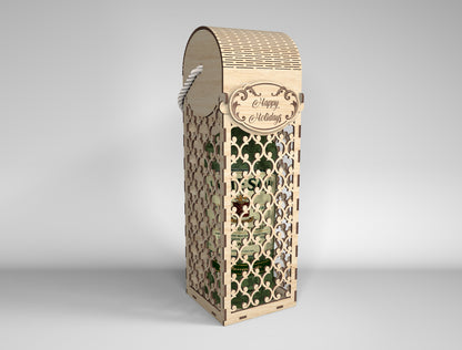 Wine Bottle Gift Box Bundle SVG Laser Cut File for Glowforge and xTool