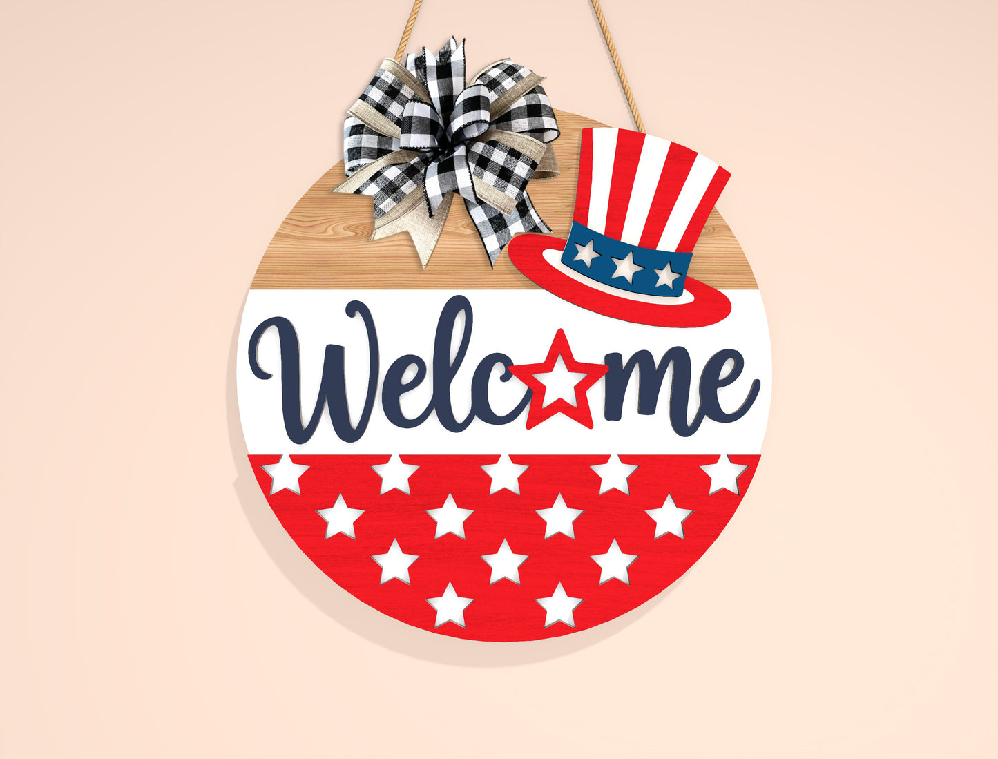 Patriotic Welcome Door Sign SVG Laser Cut File for xTool Users