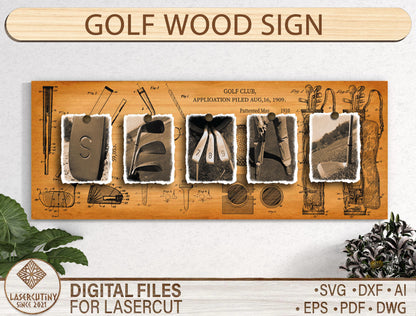 Golf Word Art Wood Sign SVG Laser Cut File for Glowforge and xTool