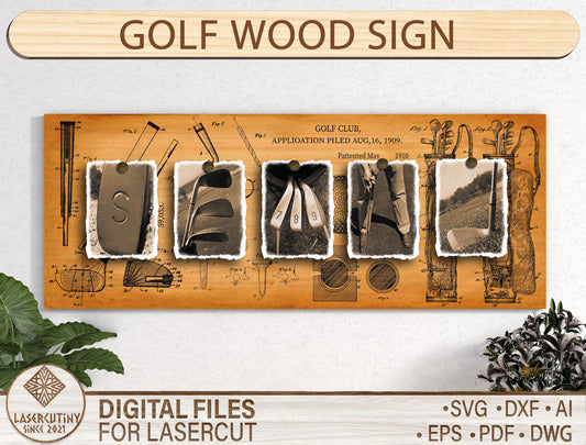 Golf Word Art Wood Sign SVG Laser Cut File for Glowforge and xTool