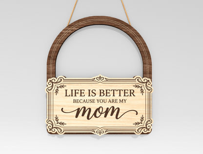 Mom Hanging Flower Holder SVG Engraved Frame Laser Cut File for xTool and LightBurn