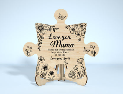 Mom Puzzle Piece Sign SVG Bundle 8 Designs for Glowforge and xTool