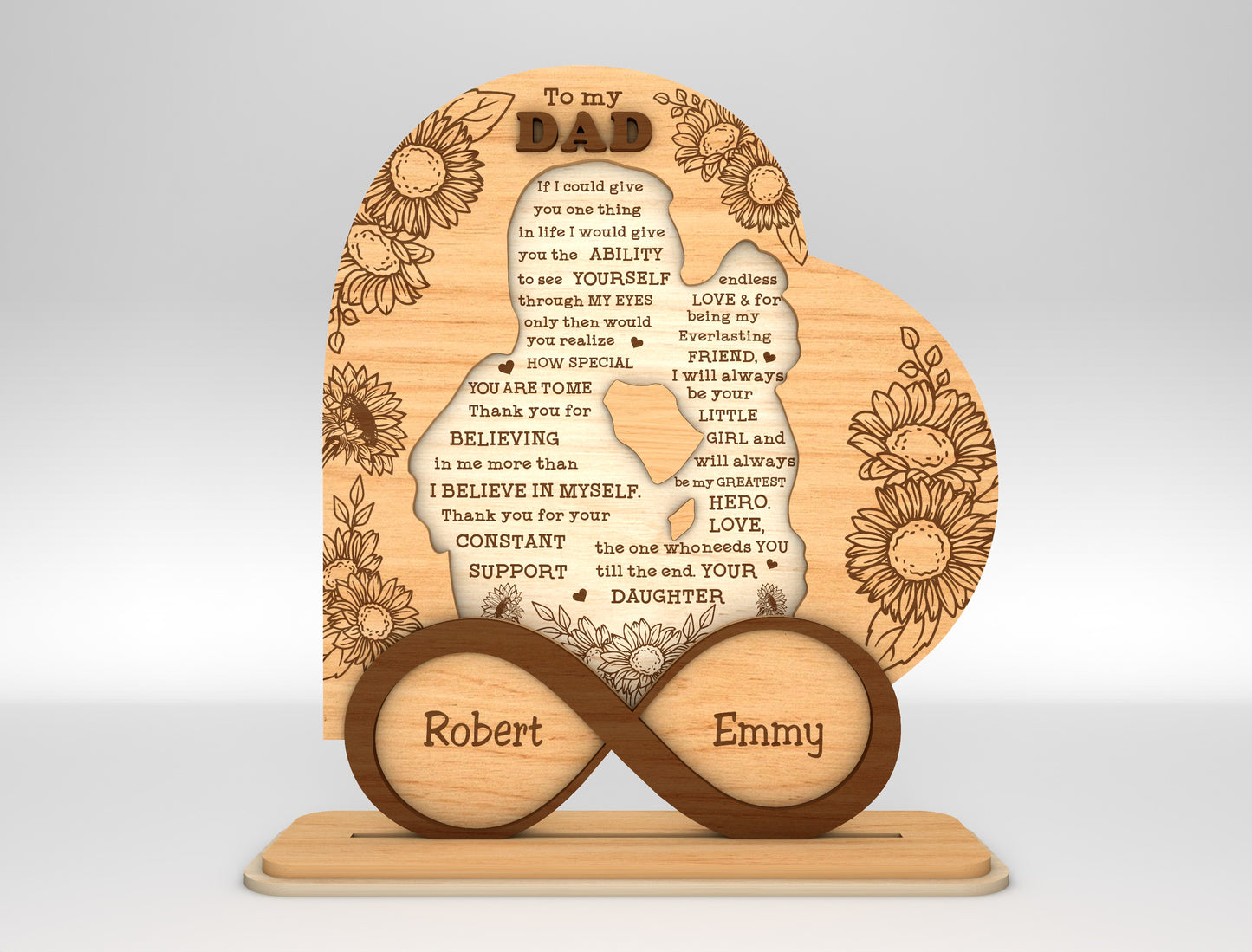Dad Infinity Love Tabletop Sign SVG Laser Cut File for xTool and Glowforge