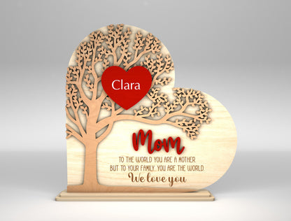 Personalized Mom Heart Tree Family Sign SVG for Glowforge