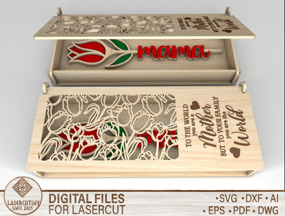 Mama Rose Gift Box SVG Wooden Keepsake Hidden Message for xTool