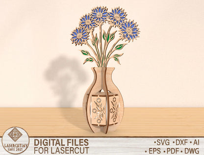 Blue Flower Lantern SVG Calming Candle Holder Laser Cut File for LightBurn and Glowforge