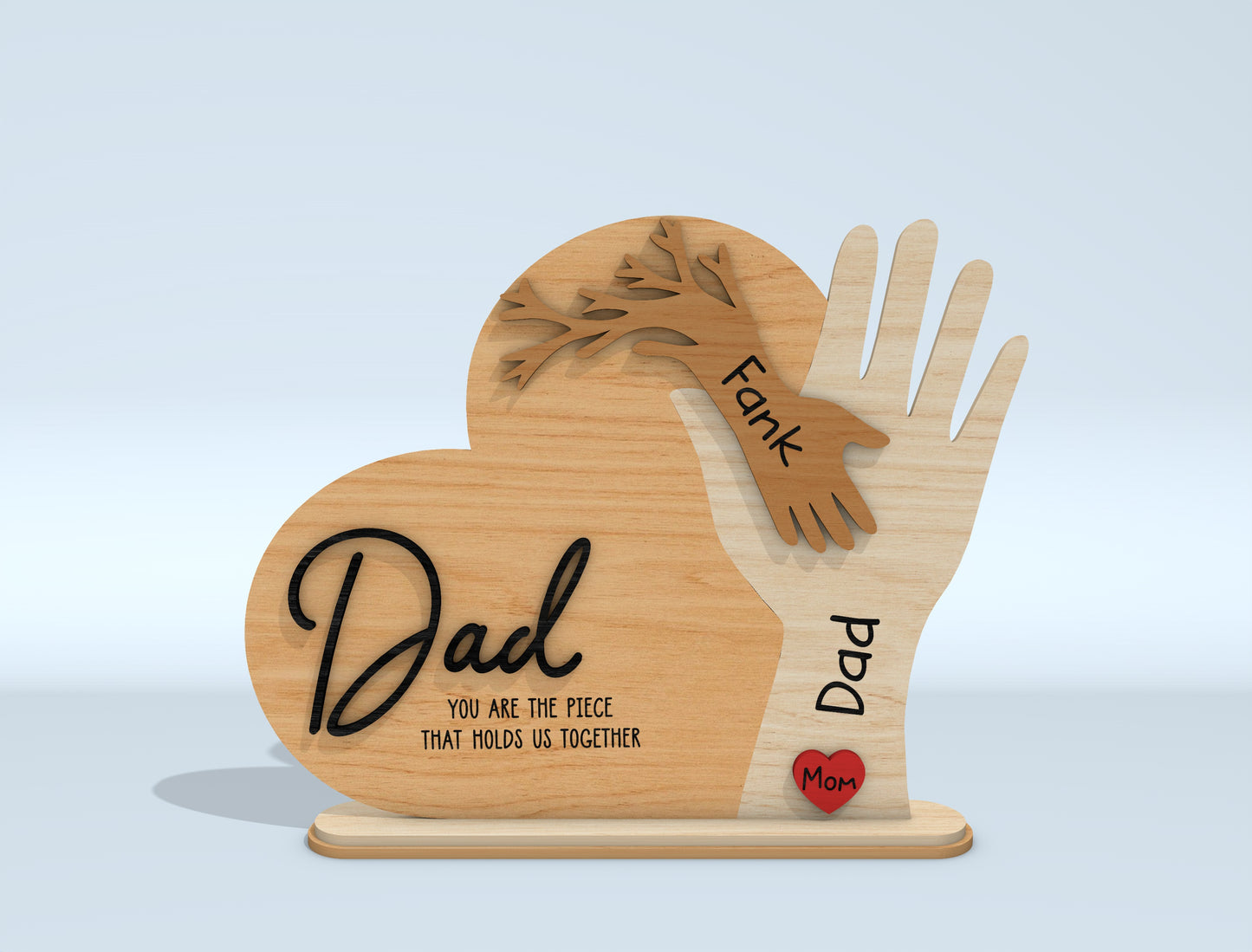 Dad Kids Hand Name Sign SVG Laser Cut File for LightBurn and Glowforge