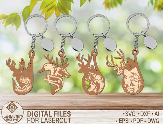 Fishing Hook Keychain SVG Bundle Laser Cut File for xTool and Glowforge