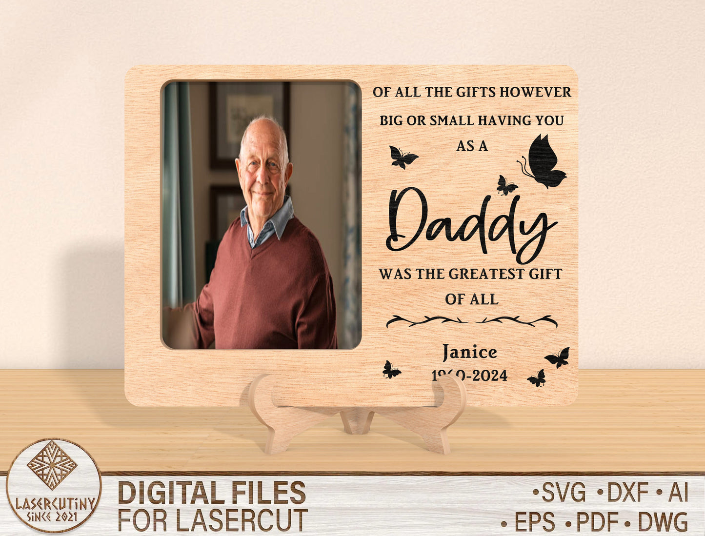 Family Memorial Photo Frame SVG Laser Cut File for Glowforge