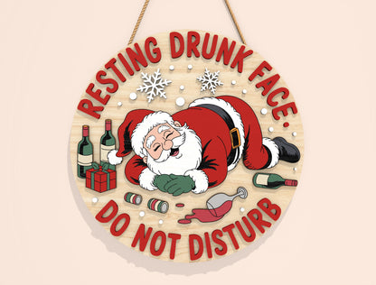 Funny Tipsy Santa Round Door Sign SVG Bundle 2