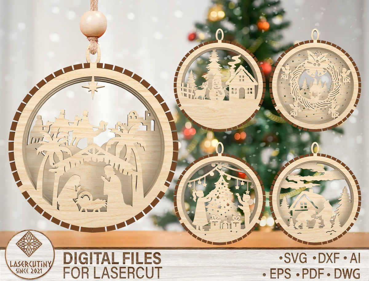 Layered 3D Christmas Shadow Box Ornament SVG Bundle 1