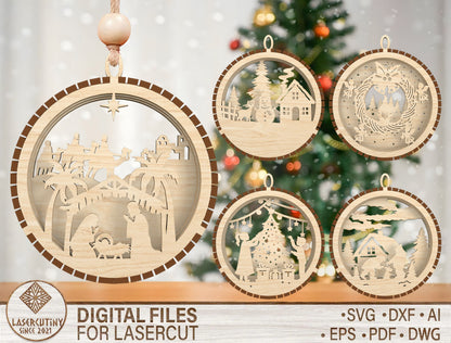 Layered 3D Christmas Shadow Box Ornament SVG Bundle 1