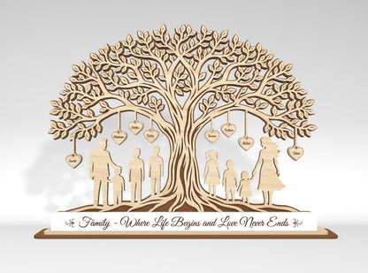 Personalized Family Tree Custom Name Sign SVG for LightBurn and xTool