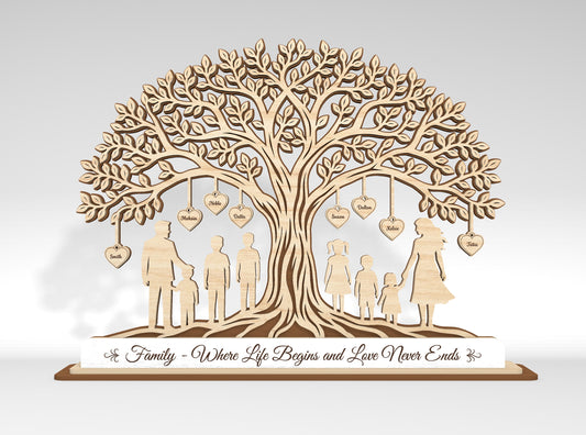 Personalized Family Tree Custom Name Sign SVG for LightBurn and xTool