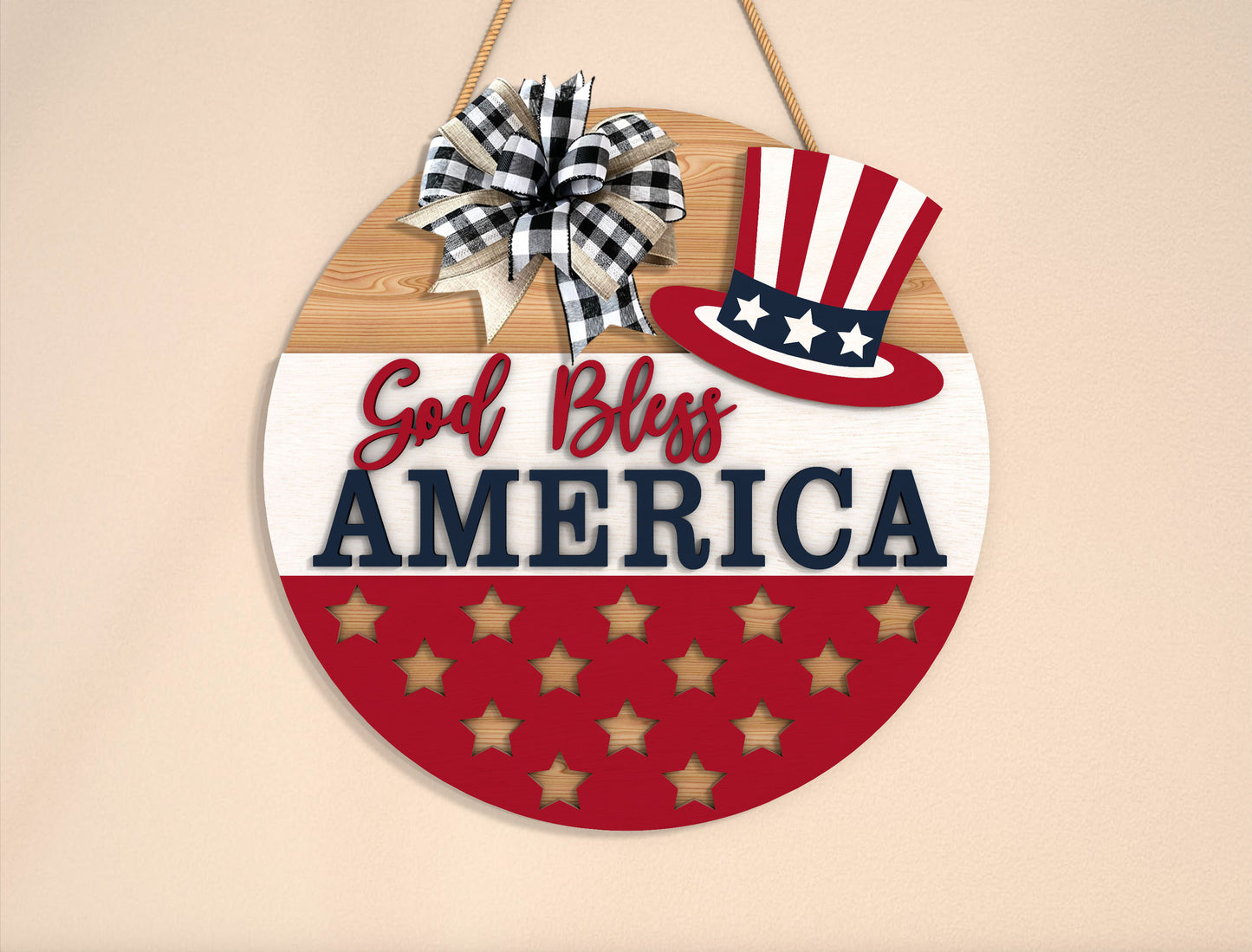 God Bless America Door Sign SVG for Glowforge and LightBurn