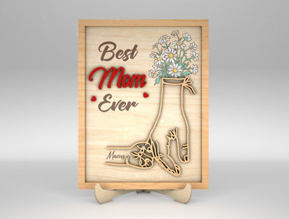 Best Mama Ever Family Hands Flower Sign SVG for Glowforge