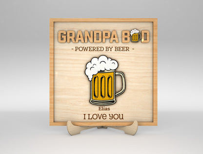 Grandpa Powered by Beer Sign SVG Laser Cut File for Glowforge and xTool