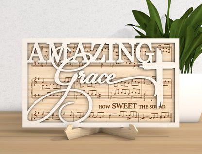 Amazing Grace Hymn Cross Wood Sign SVG 2