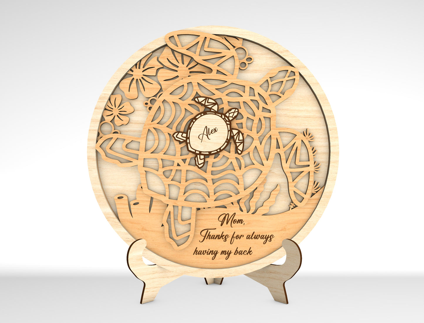 Personalized Turtle Family SVG Custom Name Sign Laser Cut File for xTool and LightBurn