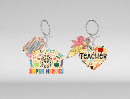 Teacher Keychain Bundle SVG Laser Cut File for Glowforge and xTool