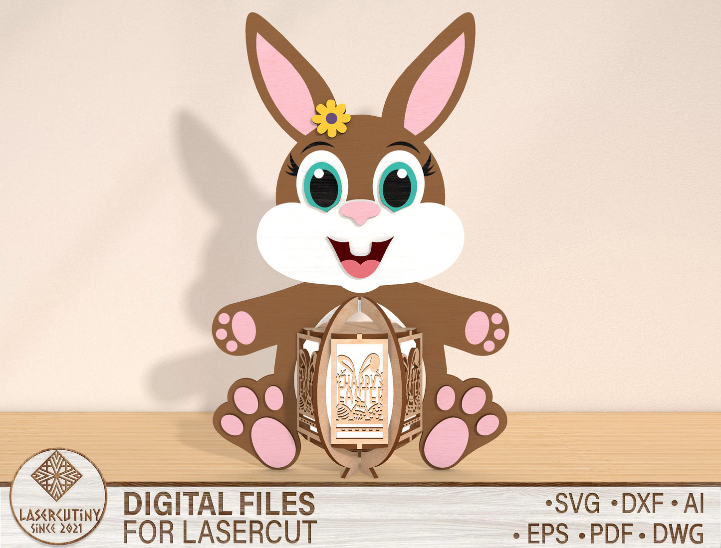 Bunny Lantern SVG Bundle Cute Rabbit Hanging Easter for Glowforge and xTool