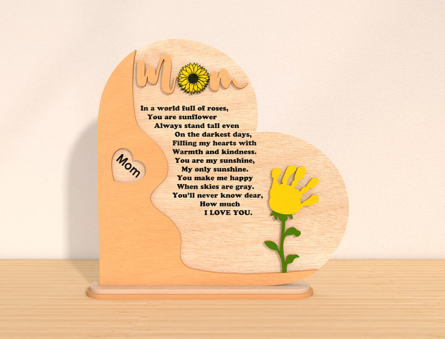 Mom Heart Plaque Floral Family Sign SVG Bundle for Glowforge and xTool