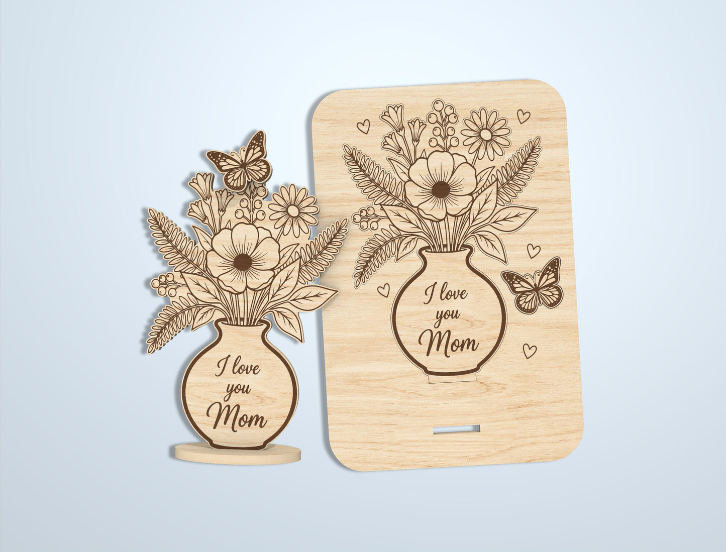 Floral Card Stand SVG Bundle Mother's Day Laser Cut File for Glowforge and xTool