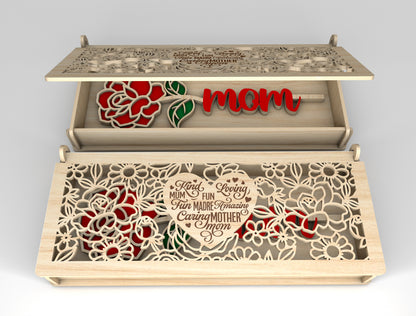 Floral Mom Gift Box SVG Mother's Day Laser Cut File for Glowforge