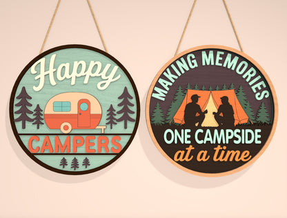 Camping Door Sign Bundle SVG for LightBurn and Glowforge Laser Cut File