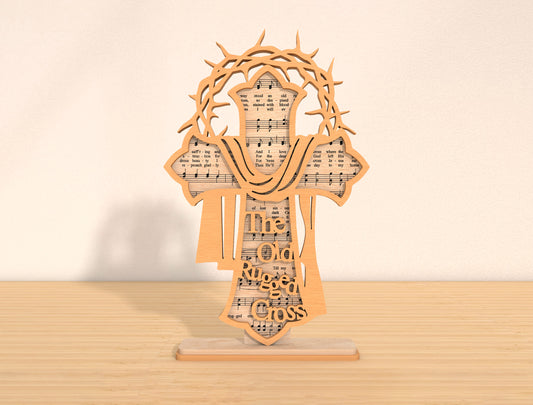 Christian Cross Hymn Laser Cut File Bundle | Faith Song Scripture Decor | Layered Wooden Cross Art | Glowforge, xTool, LightBurn, etc.