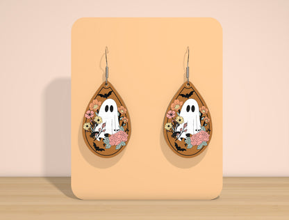 Halloween Ghost Teardrop Earrings SVG Bundle for Glowforge xTool LightBurn 8 Designs