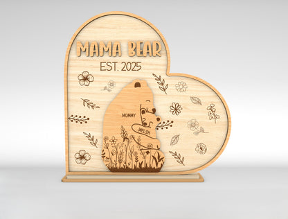 Custom Name Bear Family Sign SVG for LightBurn and Glowforge
