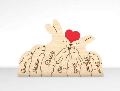Personalized Family Rabbit Puzzle SVG Laser Cut File for Glowforge and xTool