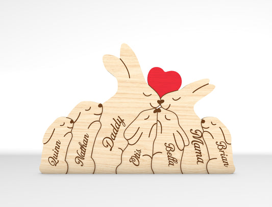 Personalized Family Rabbit Puzzle SVG Laser Cut File for Glowforge and xTool