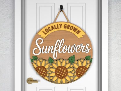 Sunflower Gnome Welcome Sign SVG Laser Cut File for Glowforge and xTool
