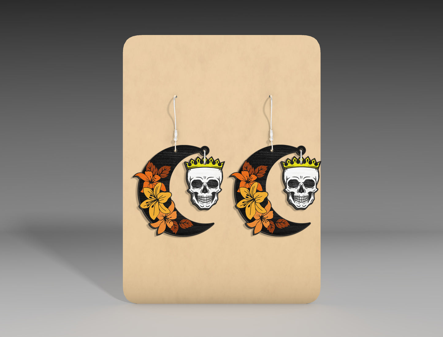 Halloween Skull Moon Earrings SVG Bundle 3 Designs for LightBurn xTool Glowforge