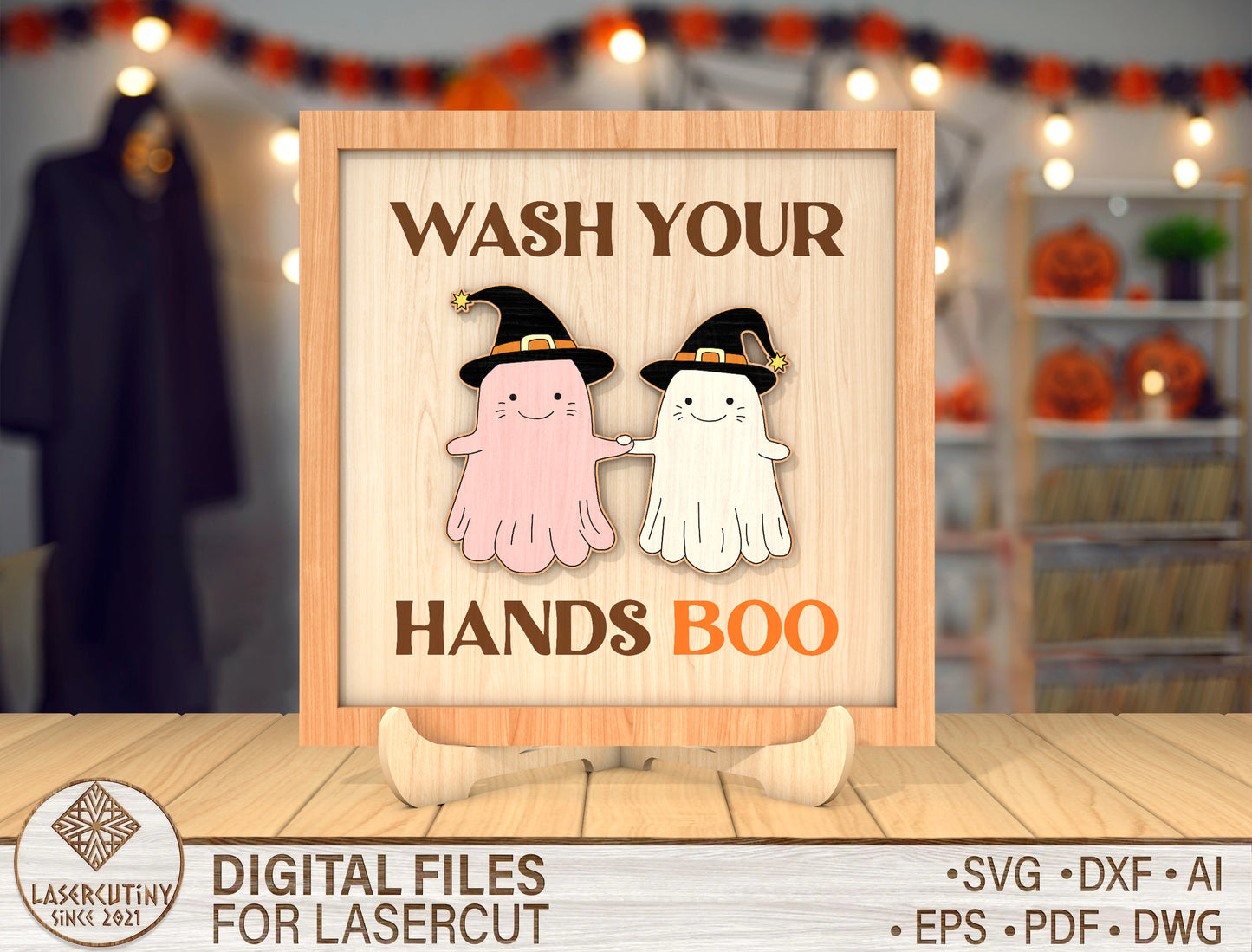 Halloween Wash Your Hands Sign SVG for Glowforge xTool LightBurn