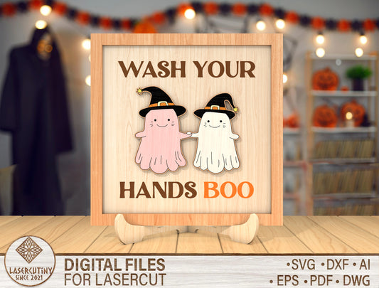 Halloween Wash Your Hands Sign SVG for Glowforge xTool LightBurn